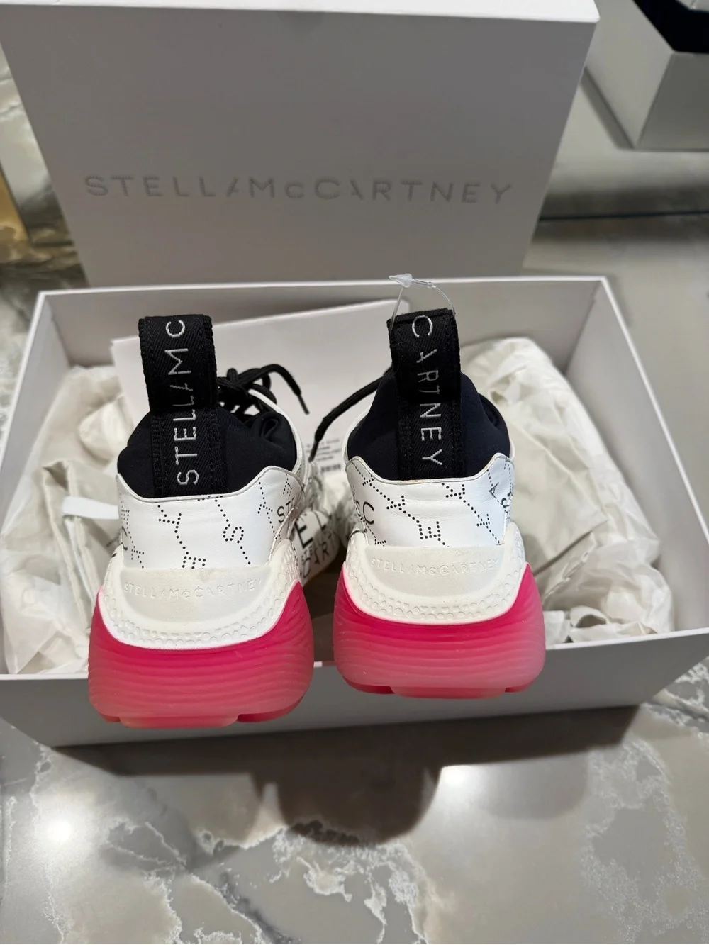 Stella McCartney White Sneakers with Pink Gradient Heel